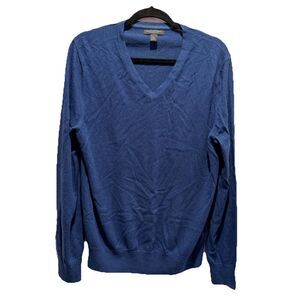 Banana Republic Mens Large Silk Cashmere Sweater Navy Blue Minimal Quiet Luxury